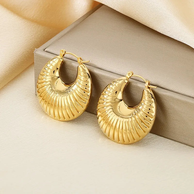 1 Pair Simple Style Solid Color Plating 304 Stainless Steel 18K Gold Plated Earrings