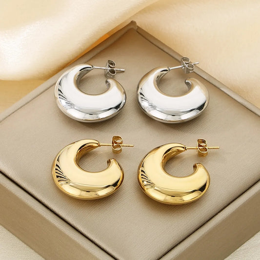 1 Pair Simple Style Solid Color Plating 304 Stainless Steel 18K Gold Plated Earrings