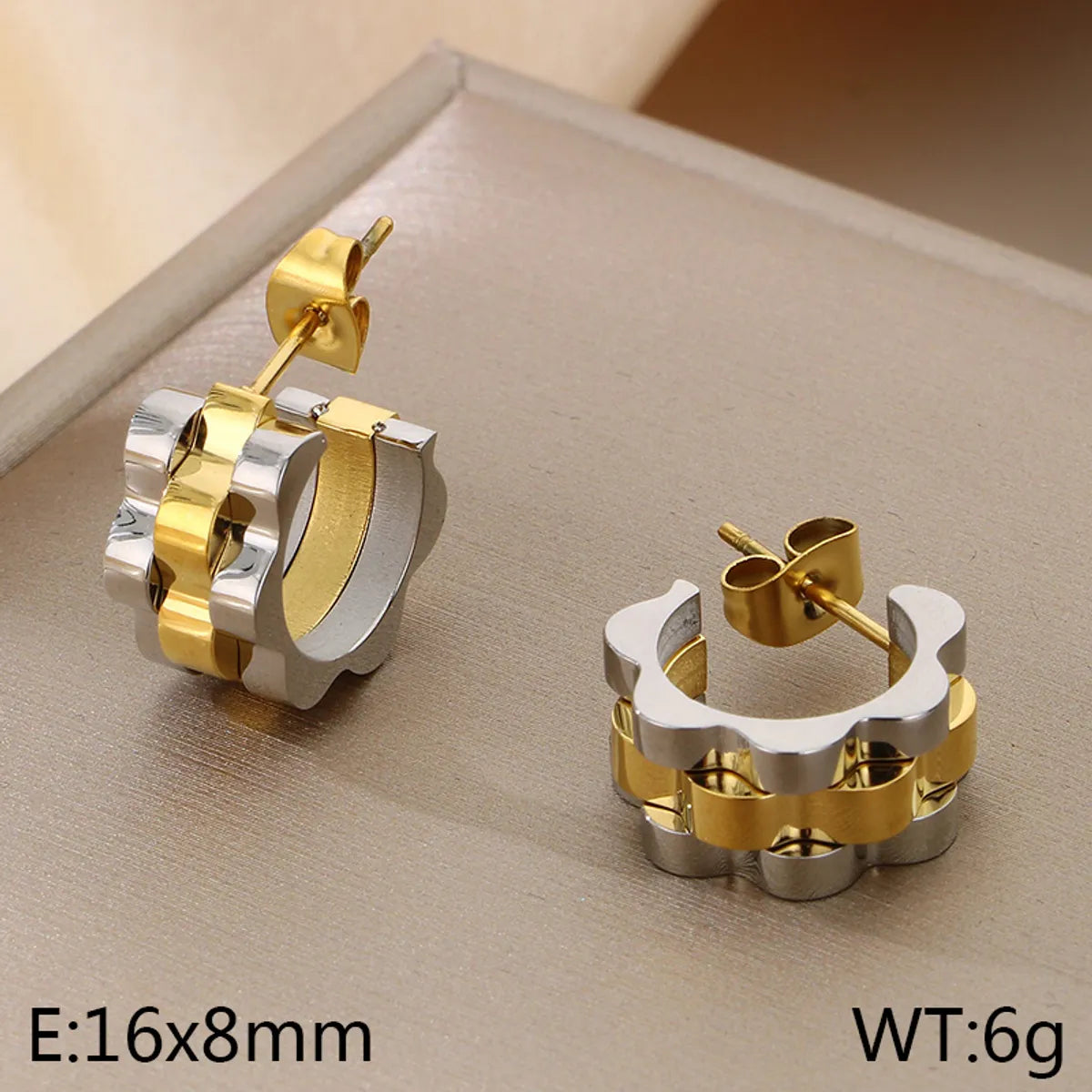 1 Pair Simple Style Solid Color Plating 304 Stainless Steel 18K Gold Plated Earrings