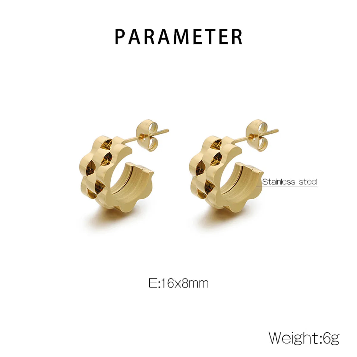 1 Pair Simple Style Solid Color Plating 304 Stainless Steel 18K Gold Plated Earrings