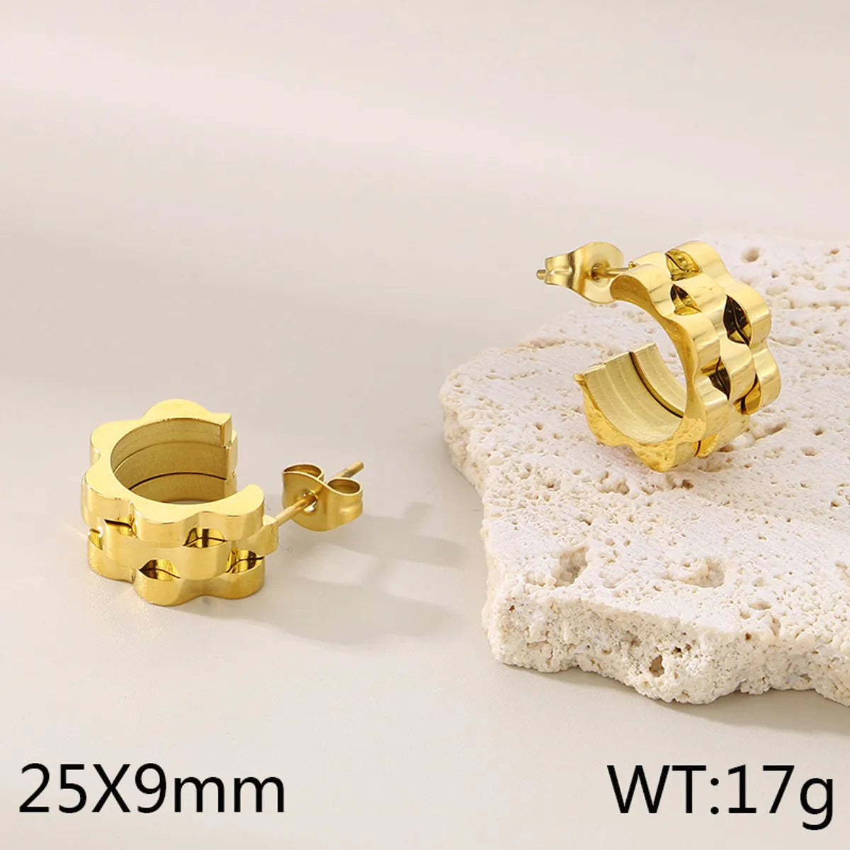 1 Pair Simple Style Solid Color Plating 304 Stainless Steel 18K Gold Plated Earrings