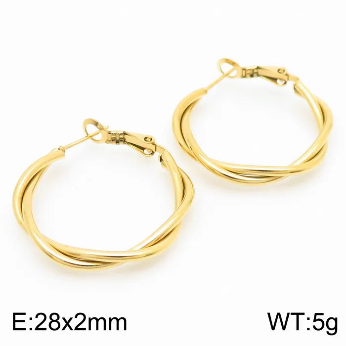 1 Pair Simple Style Solid Color Plating 304 Stainless Steel 18K Gold Plated Earrings