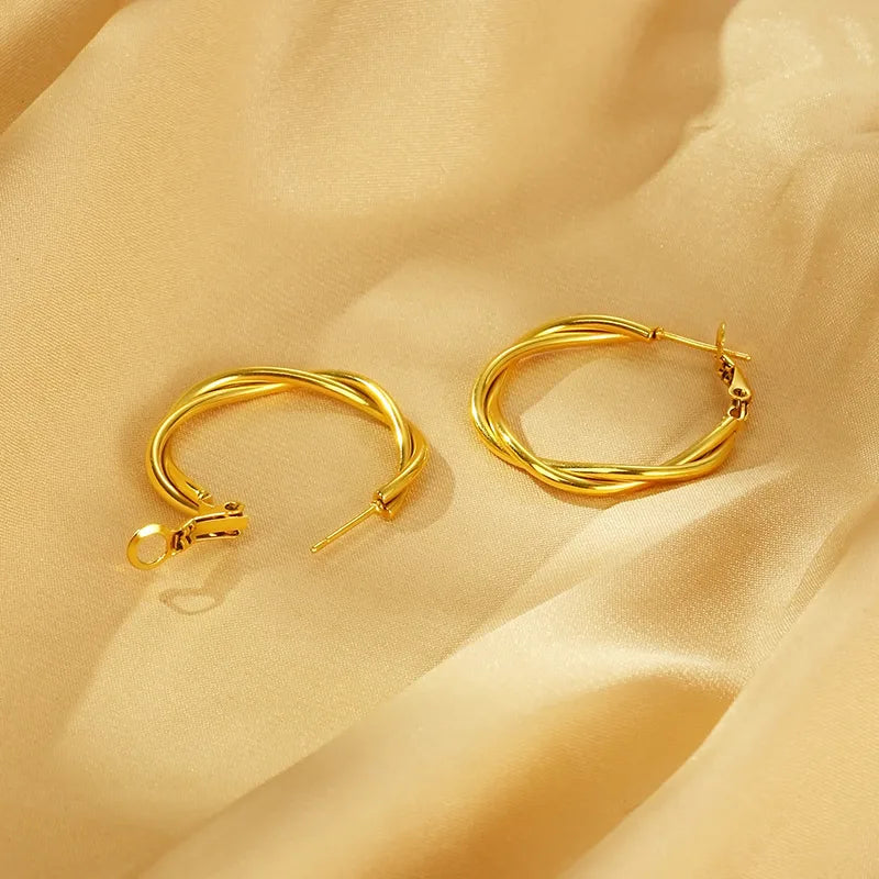 1 Pair Simple Style Solid Color Plating 304 Stainless Steel 18K Gold Plated Earrings