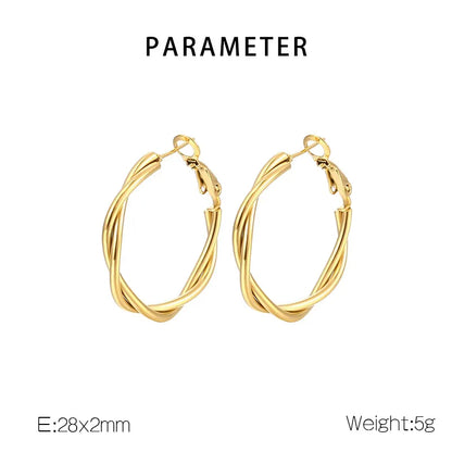 1 Pair Simple Style Solid Color Plating 304 Stainless Steel 18K Gold Plated Earrings