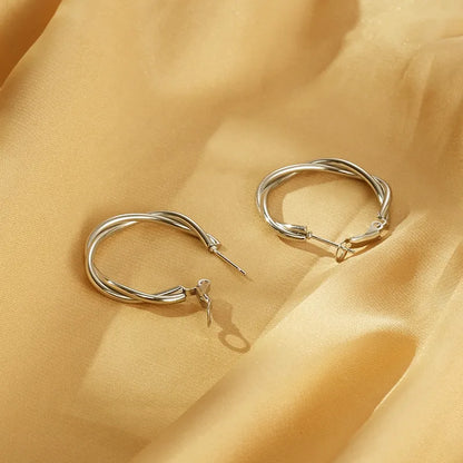 1 Pair Simple Style Solid Color Plating 304 Stainless Steel 18K Gold Plated Earrings