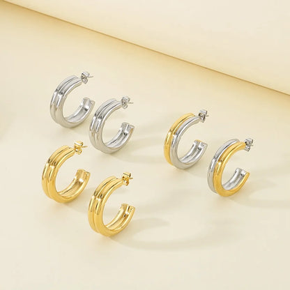 1 Pair Simple Style Solid Color Plating 304 Stainless Steel Ear Studs