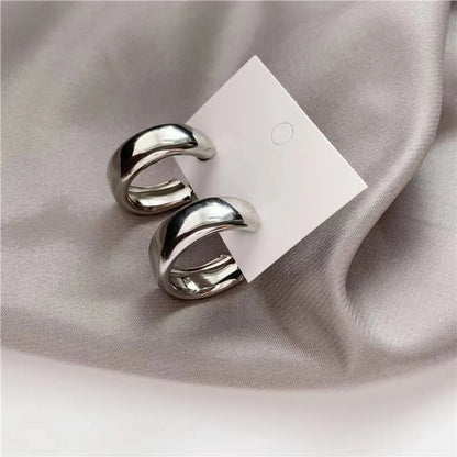 1 Pair Simple Style Solid Color Plating Alloy White Gold Plated Gold Plated Ear Studs