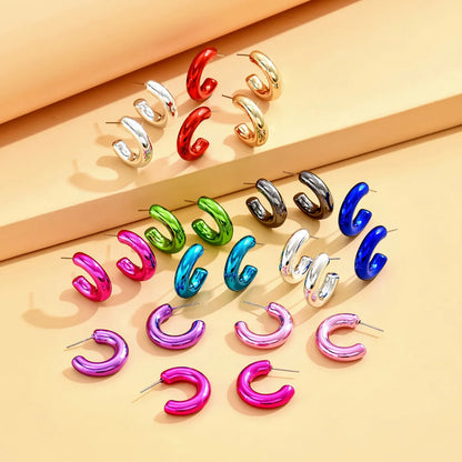 1 Pair Simple Style Solid Color Plating Arylic Gold Plated Ear Studs