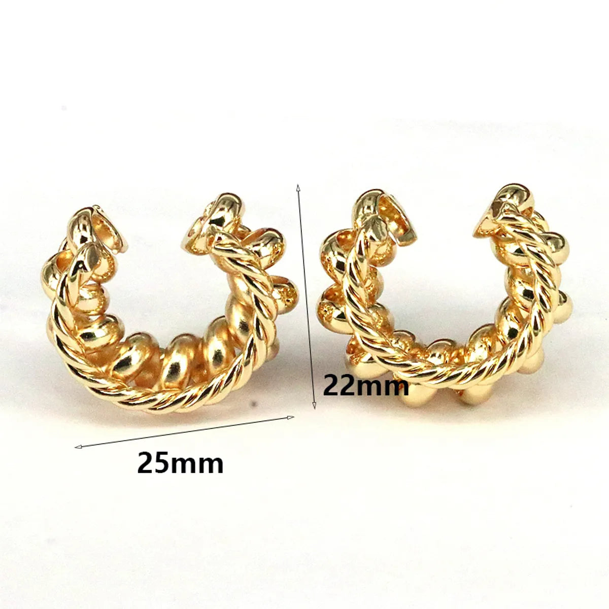 1 Pair Simple Style Solid Color Plating Copper 18k Gold Plated Ear Cuffs