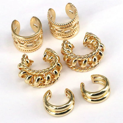 1 Pair Simple Style Solid Color Plating Copper 18k Gold Plated Ear Cuffs