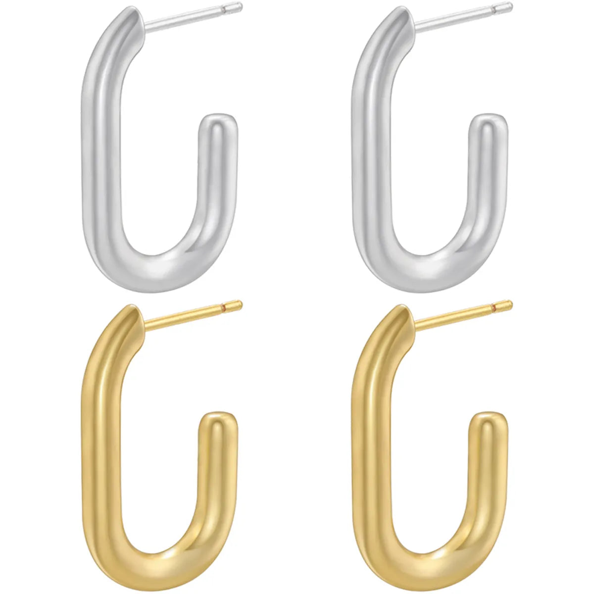 1 Pair Simple Style Solid Color Plating Copper 18k Gold Plated Ear Studs