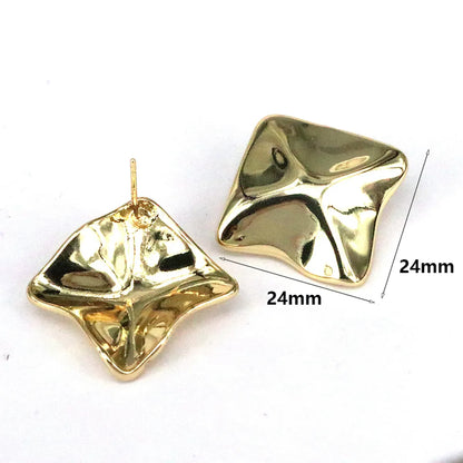 1 Pair Simple Style Solid Color Plating Copper 18k Gold Plated Ear Studs