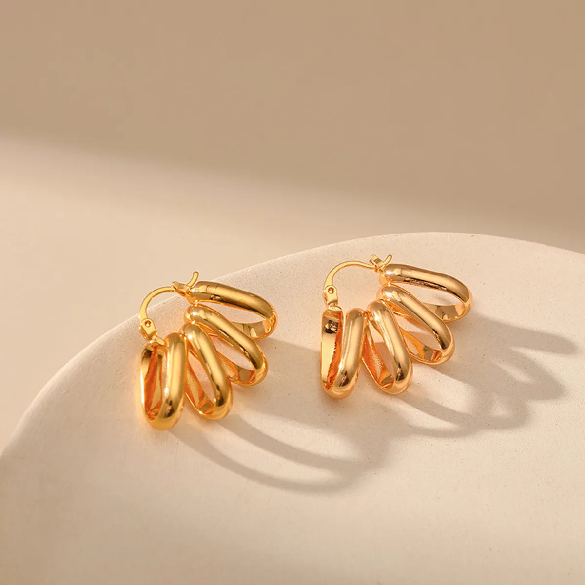 1 Pair Simple Style Solid Color Plating Copper 18k Gold Plated Earrings