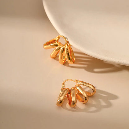 1 Pair Simple Style Solid Color Plating Copper 18k Gold Plated Earrings