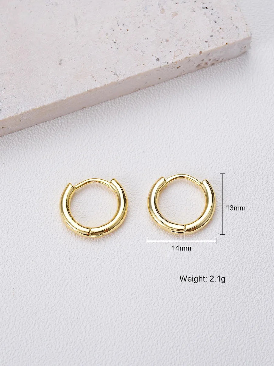 1 Pair Simple Style Solid Color Plating Copper 18k Gold Plated Earrings