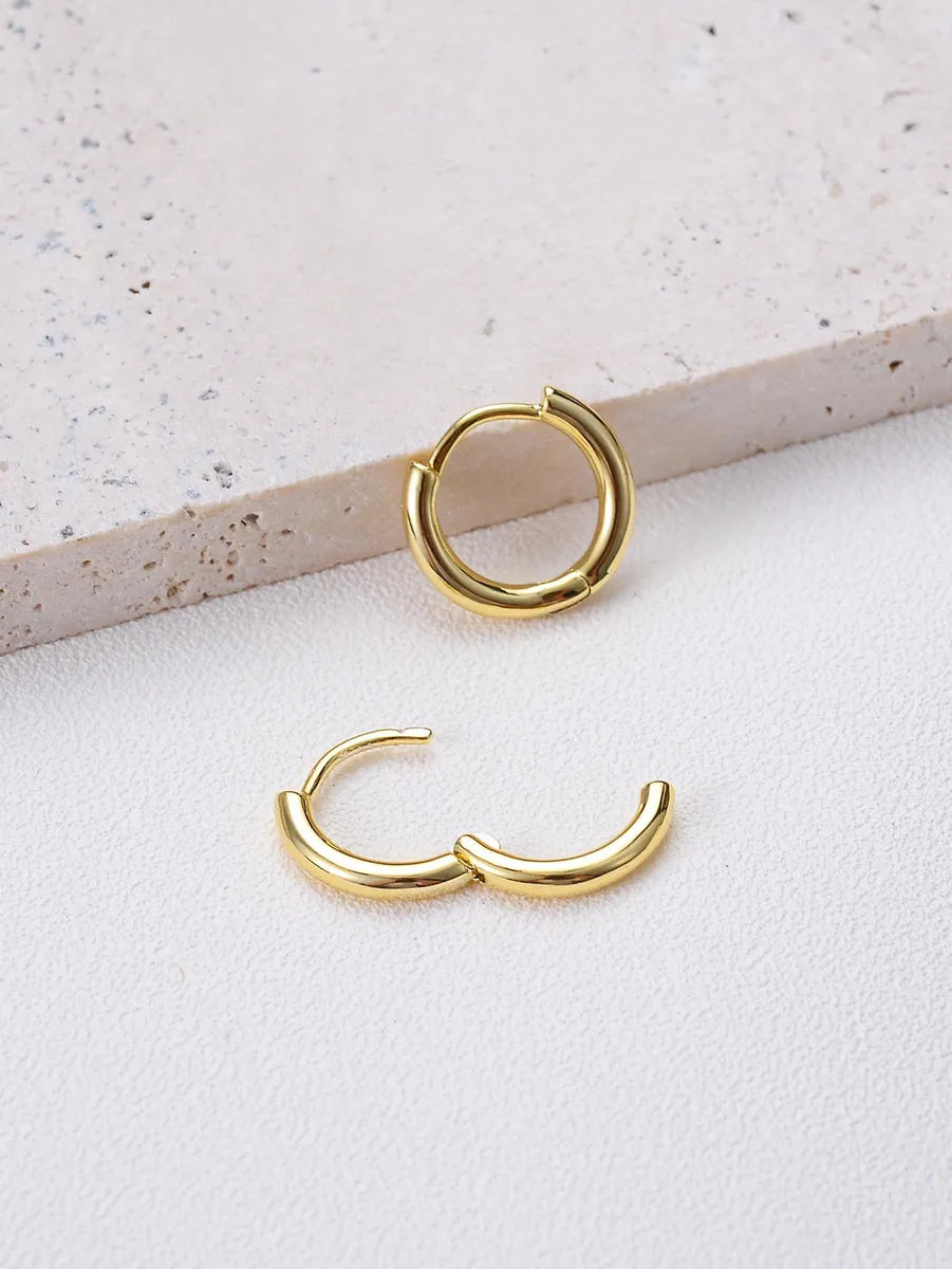 1 Pair Simple Style Solid Color Plating Copper 18k Gold Plated Earrings