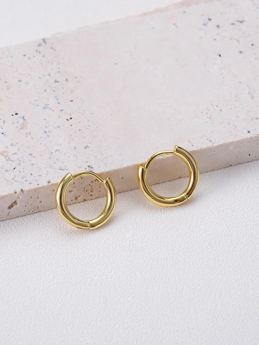 1 Pair Simple Style Solid Color Plating Copper 18k Gold Plated Earrings