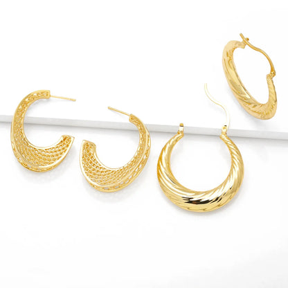 1 Pair Simple Style Solid Color Plating Copper 18k Gold Plated Hoop Earrings