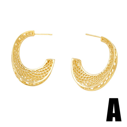 1 Pair Simple Style Solid Color Plating Copper 18k Gold Plated Hoop Earrings