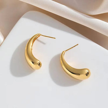 1 Pair Simple Style Solid Color Plating Copper 24k Gold Plated Ear Studs