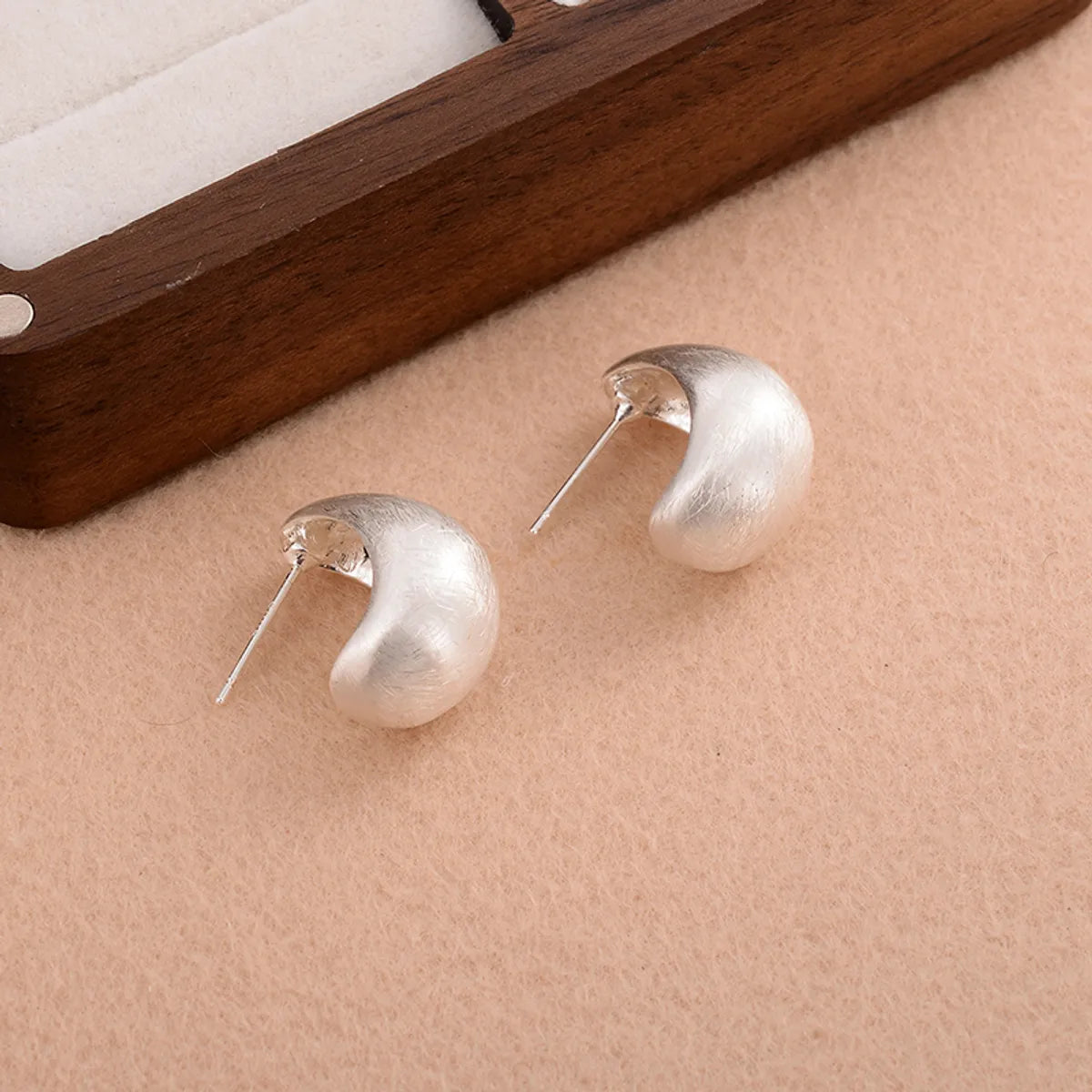 1 Pair Simple Style Solid Color Plating Copper Alloy Silver Plated Ear Studs