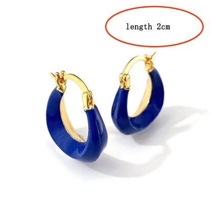 1 Pair Simple Style Solid Color Plating Copper Copper Hoop Earrings