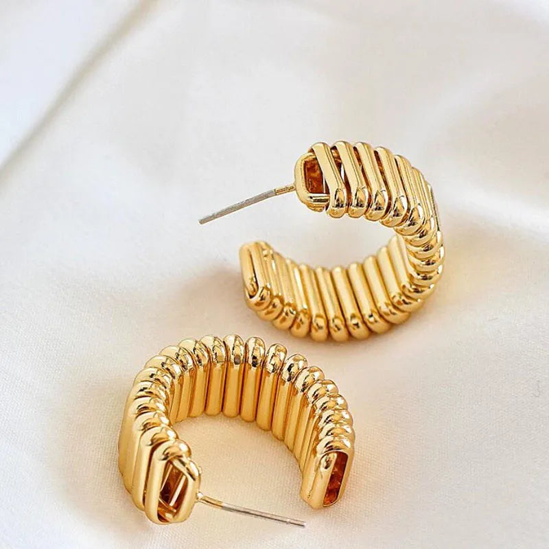 1 Pair Simple Style Solid Color Plating Copper Gold Plated Ear Studs