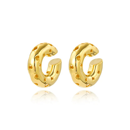 1 Pair Simple Style Solid Color Plating Copper Gold Plated Ear Studs