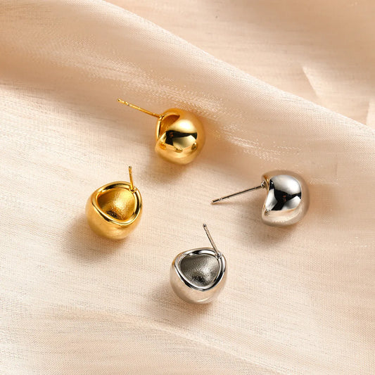 1 Pair Simple Style Solid Color Plating Copper Gold Plated Ear Studs