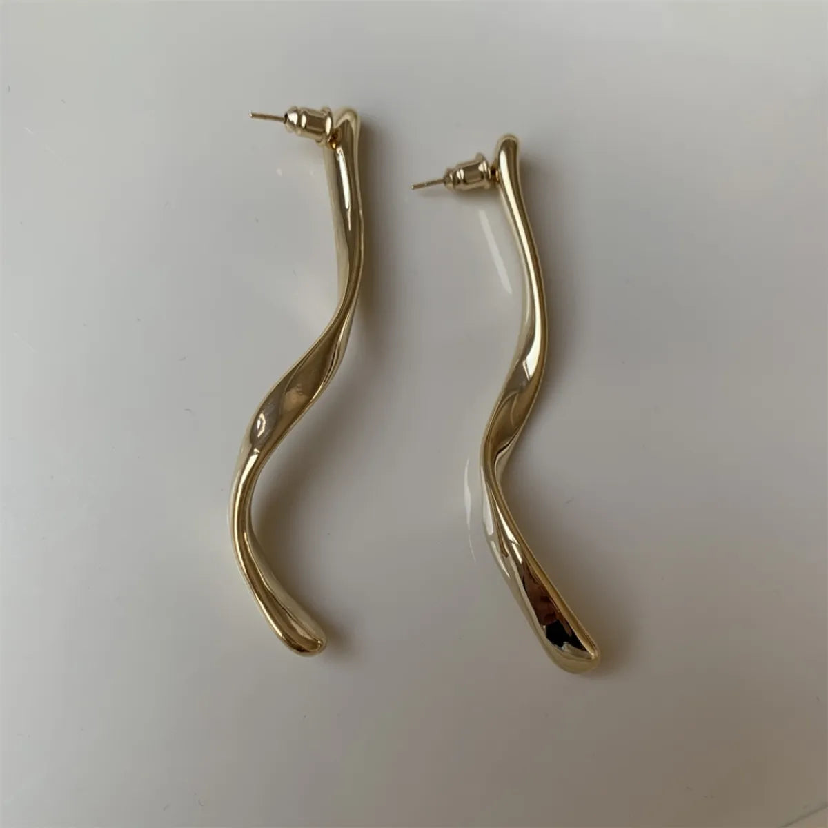 1 Pair Simple Style Solid Color Plating Copper Gold Plated Silver Plated Drop Earrings