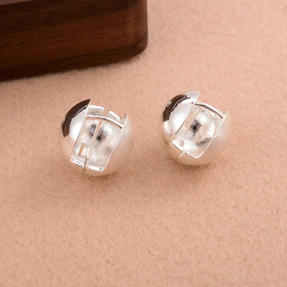 1 Pair Simple Style Solid Color Plating Copper Silver Plated Earrings