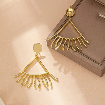 1 Pair Simple Style Solid Color Plating Hollow Out Ferroalloy 14K Gold Plated Drop Earrings