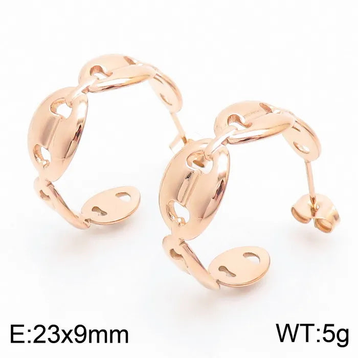 1 Pair Simple Style Solid Color Plating Hollow Out Stainless Steel 18K Gold Plated Ear Studs