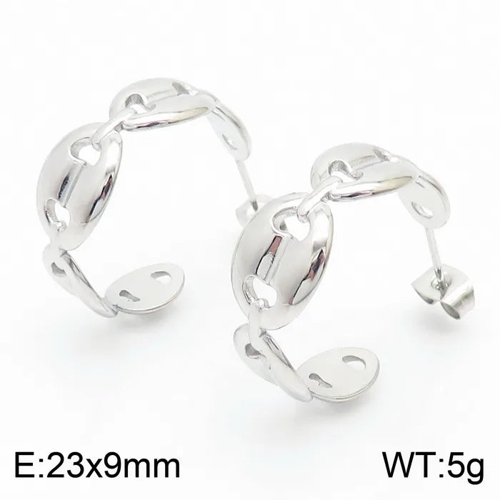 1 Pair Simple Style Solid Color Plating Hollow Out Stainless Steel 18K Gold Plated Ear Studs