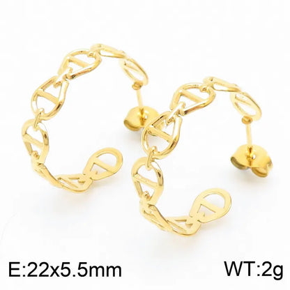 1 Pair Simple Style Solid Color Plating Hollow Out Stainless Steel 18K Gold Plated Ear Studs