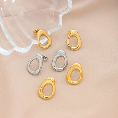 1 Pair Simple Style Solid Color Plating Hollow Out Titanium Steel 18k Gold Plated Ear Studs