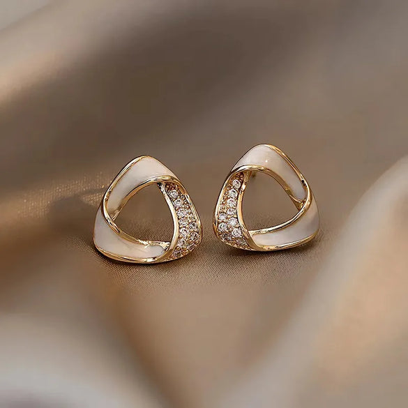 1 Pair Simple Style Solid Color Plating Inlay Alloy Artificial Rhinestones Gold Plated Ear Studs