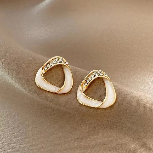 1 Pair Simple Style Solid Color Plating Inlay Alloy Artificial Rhinestones Gold Plated Ear Studs