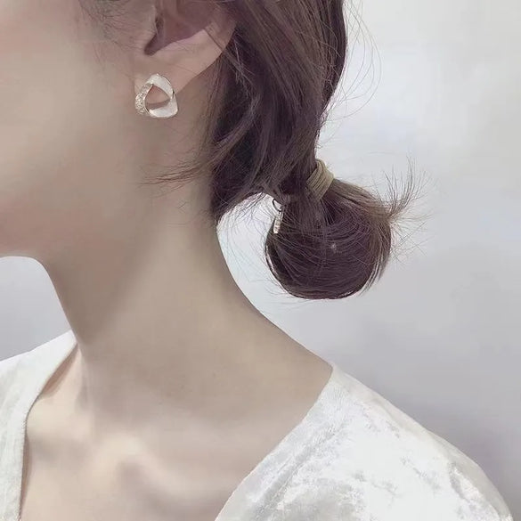 1 Pair Simple Style Solid Color Plating Inlay Alloy Artificial Rhinestones Gold Plated Ear Studs