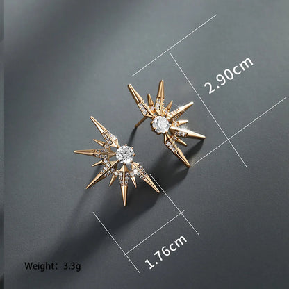 1 Pair Xuping Simple Style Solid Color Plating Inlay Alloy Copper Alloy Artificial Gemstones 18k Gold Plated Ear Studs