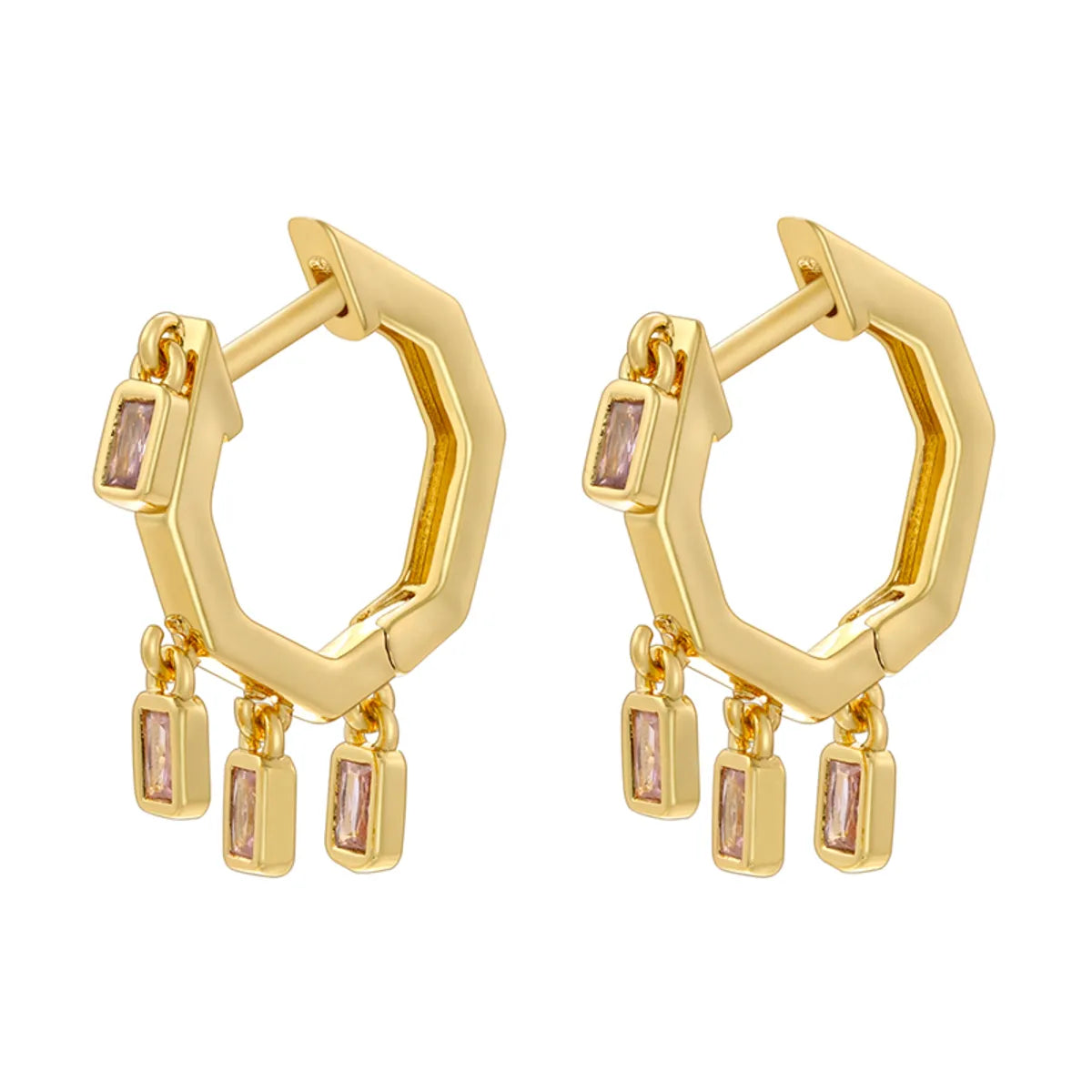 1 Pair Simple Style Solid Color Plating Inlay Copper Zircon 18K Gold Plated Drop Earrings