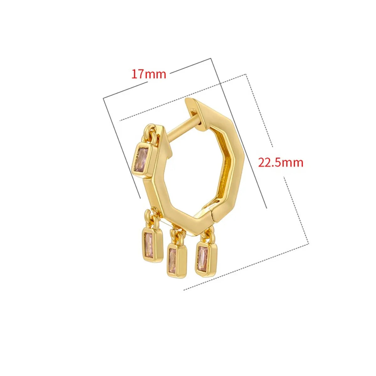 1 Pair Simple Style Solid Color Plating Inlay Copper Zircon 18K Gold Plated Drop Earrings