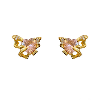 1 Pair Simple Style Solid Color Plating Inlay Copper Zircon 18K Gold Plated Ear Studs