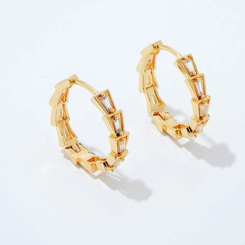 1 Pair Simple Style Solid Color Plating Inlay Copper Zircon Gold Plated Earrings