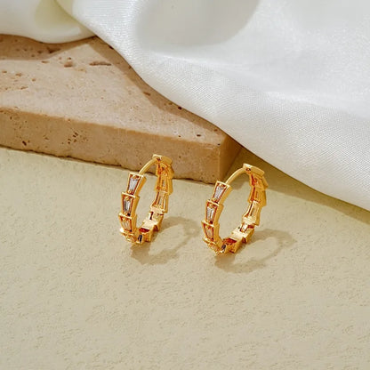 1 Pair Simple Style Solid Color Plating Inlay Copper Zircon Gold Plated Earrings