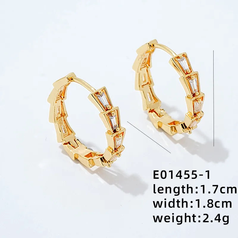 1 Pair Simple Style Solid Color Plating Inlay Copper Zircon Gold Plated Earrings