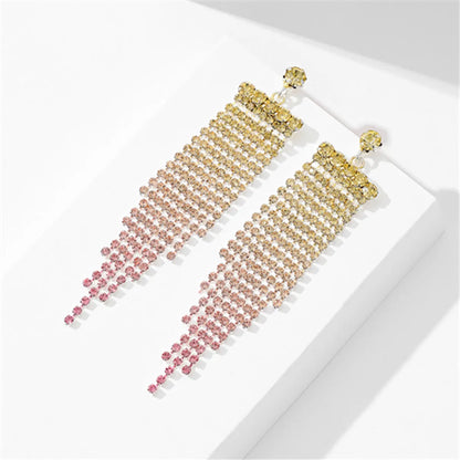 1 Pair Simple Style Solid Color Plating Inlay Rhinestone Rhinestones Silver Plated Drop Earrings