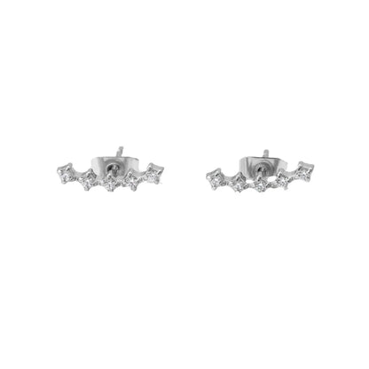 1 Pair Simple Style Solid Color Plating Inlay 304 Stainless Steel Zircon White Gold Plated Gold Plated Ear Studs