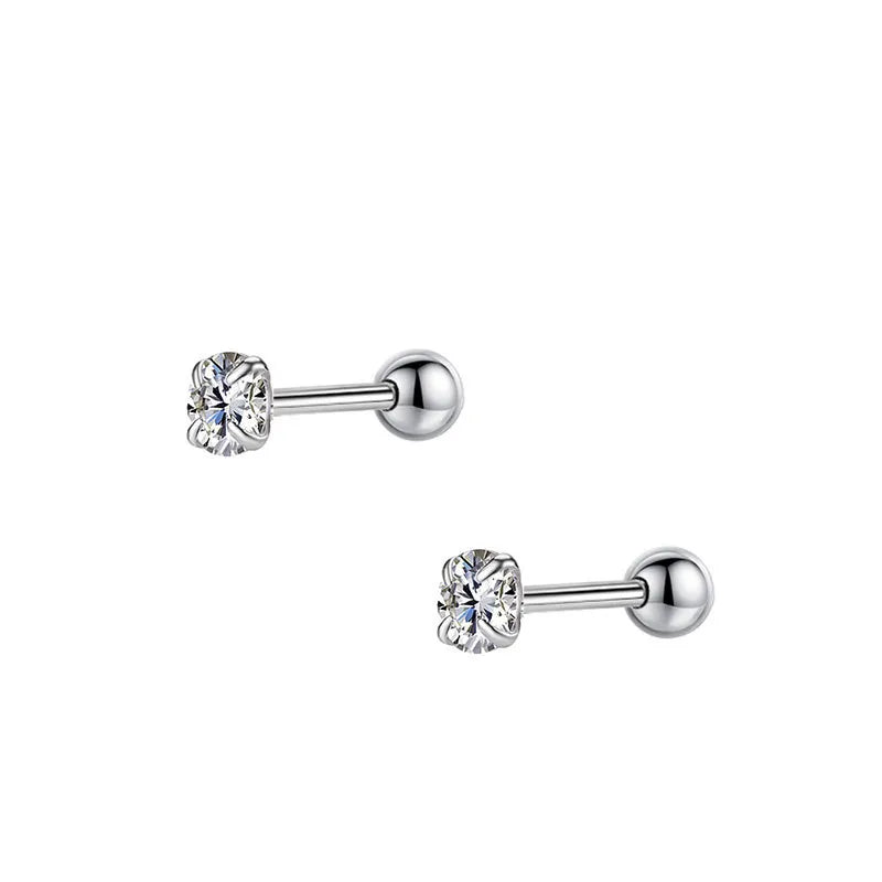 1 Pair Simple Style Solid Color Plating Inlay Sterling Silver Artificial Gemstones Ear Studs