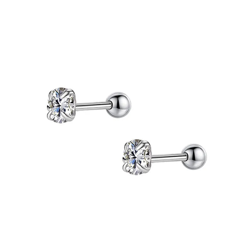 1 Pair Simple Style Solid Color Plating Inlay Sterling Silver Artificial Gemstones Ear Studs